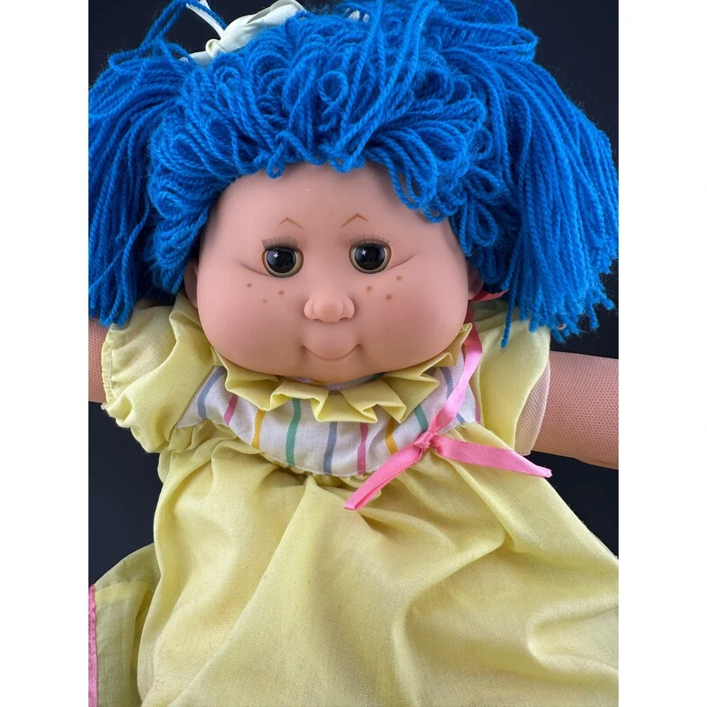 B.B. Made In Spain My Baby Doll Blue Hair Blinking Eyes Rare Vintage Collectible